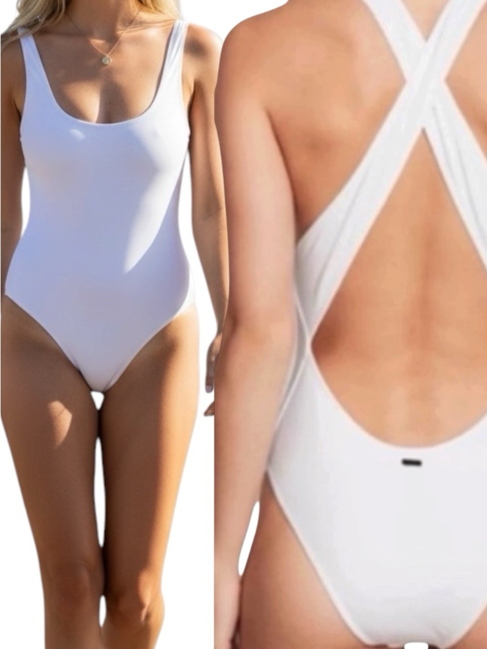 Volcom Featured Artist Series White Scoop Front Cross-Back Swimsuit Size XL